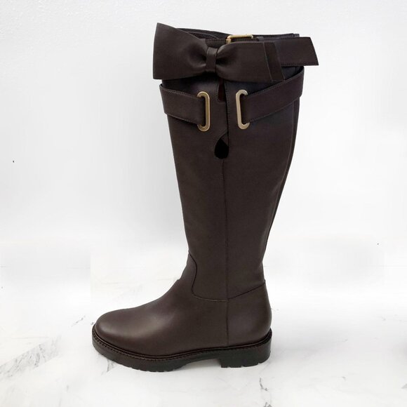 NWT VALENTINO GARAVANi Bowrap Knee-High Brown Boot Size 37/6.5 - Picture 3 of 13